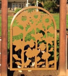 metal gate insert panel sunflowers
